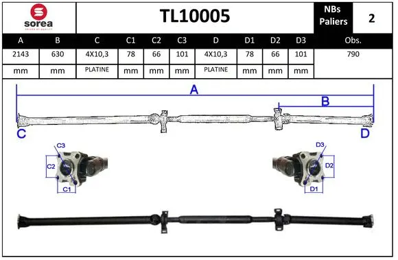 Propshaft, axle drive (TL10005)