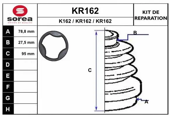 Bellow Kit, drive shaft (KR162)