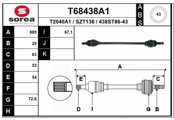 Drive Shaft (T68438A1)