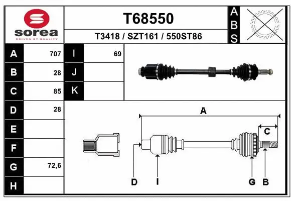 Drive Shaft (T68550)