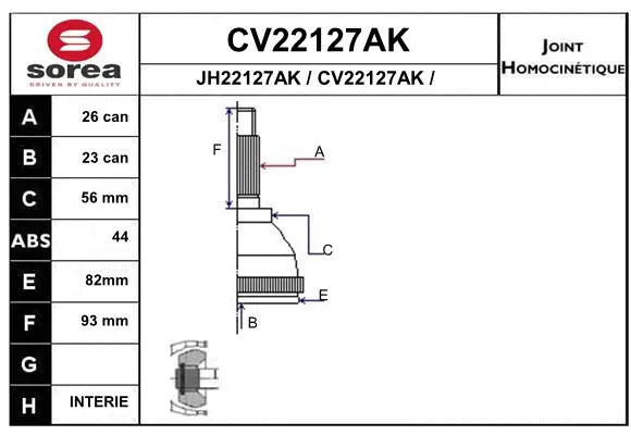 Joint Kit, drive shaft (CV22127AK)