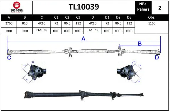 Propshaft, axle drive (TL10039)