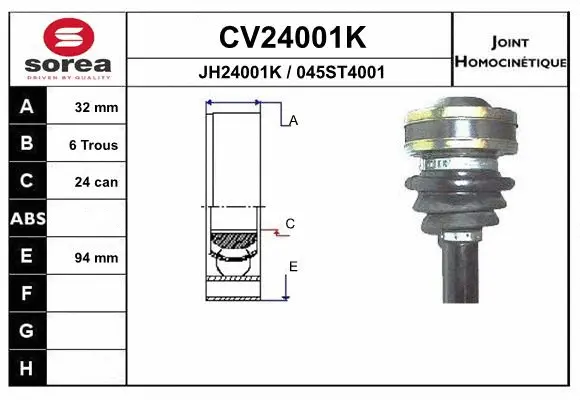 Joint Kit, drive shaft (CV24001K)