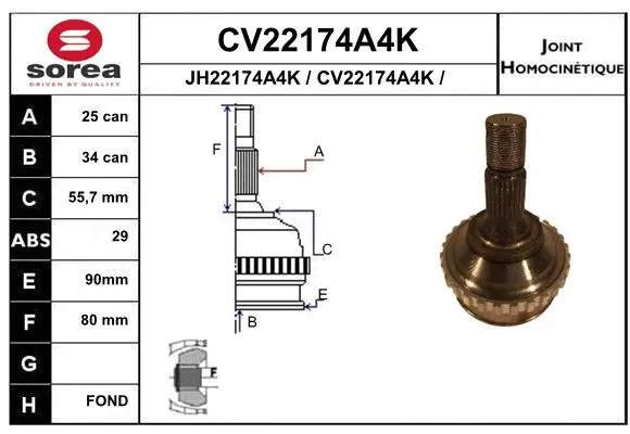 Joint Kit, drive shaft (CV22174A4K)