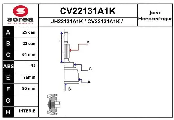 Joint Kit, drive shaft (CV22131A1K)