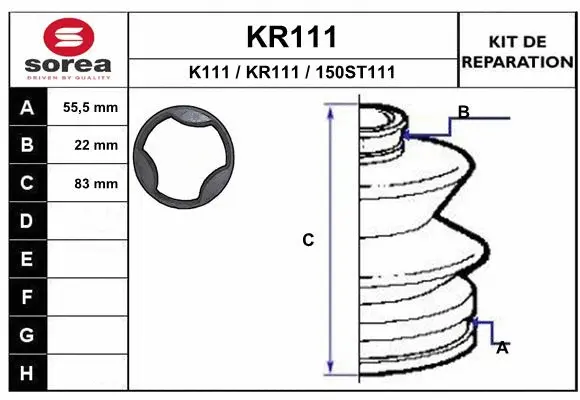 Bellow Kit, drive shaft (KR111)