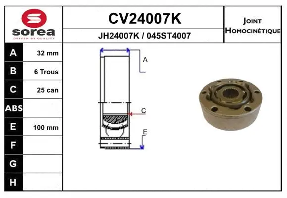 Joint Kit, drive shaft (CV24007K)