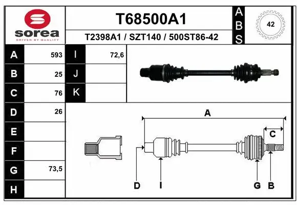 Drive Shaft (T68500A1)