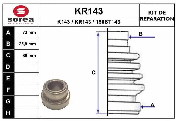 Bellow Kit, drive shaft (KR143)