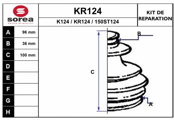 Bellow Kit, drive shaft (KR124)