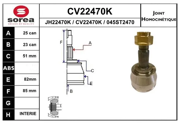 Joint Kit, drive shaft (CV22470K)