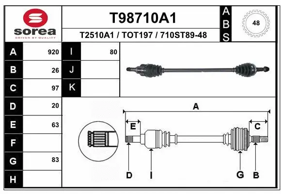 Drive Shaft (T98710A1)