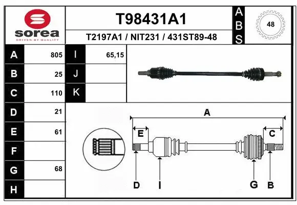 Drive Shaft (T98431A1)