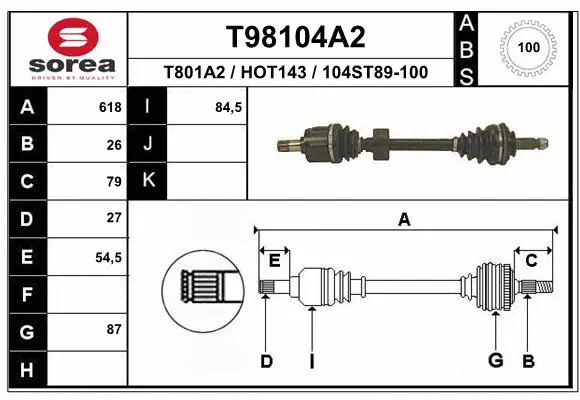 Drive Shaft (T98104A2)