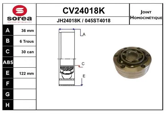 Joint Kit, drive shaft (CV24018K)