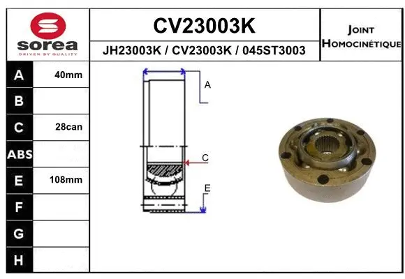 Joint Kit, drive shaft (CV23003K)