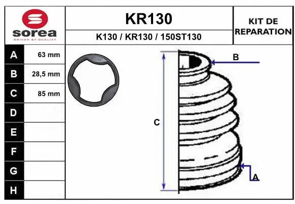 Bellow Kit, drive shaft (KR130)