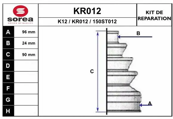 Bellow Kit, drive shaft (KR012)