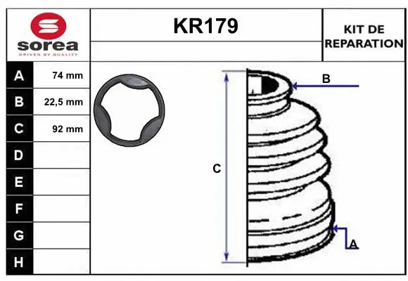 Bellow Kit, drive shaft (KR179)