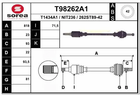 Drive Shaft (T98262A1)