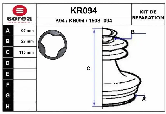 Bellow Kit, drive shaft (KR094)