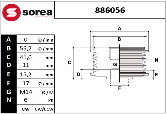 Alternator Freewheel Clutch (886056)