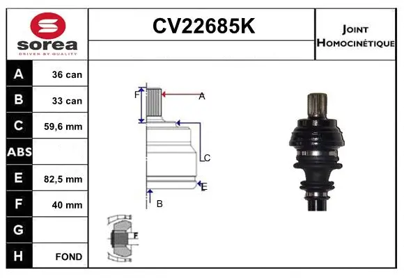 Joint Kit, drive shaft (CV22685K)