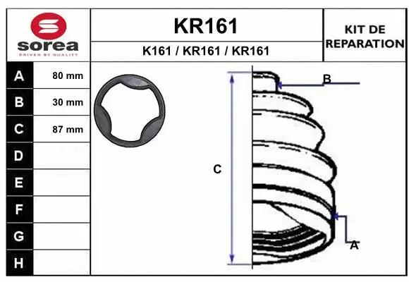 Bellow Kit, drive shaft (KR161)