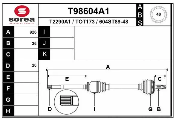 Drive Shaft (T98604A1)