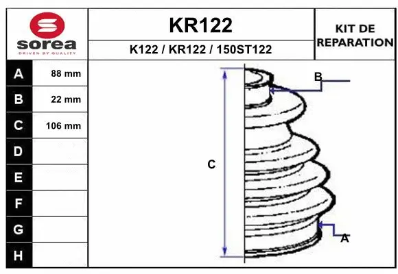 Bellow Kit, drive shaft (KR122)