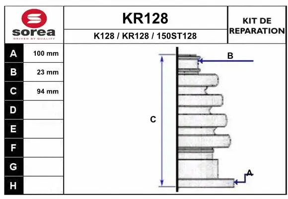 Bellow Kit, drive shaft (KR128)