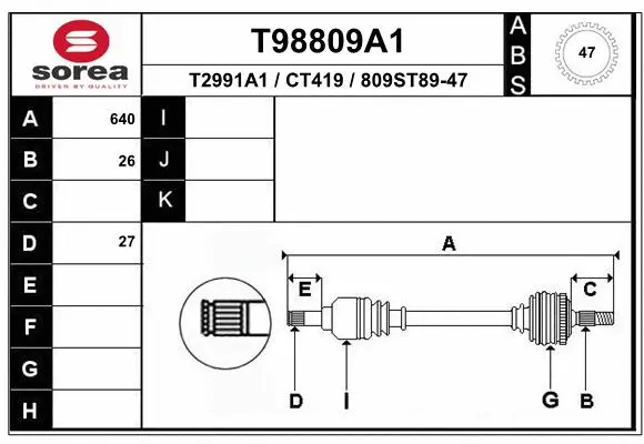 Drive Shaft (T98809A1)
