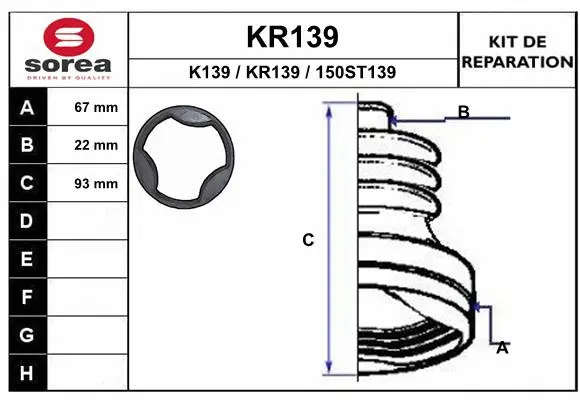 Bellow Kit, drive shaft (KR139)