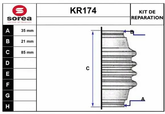 Bellow Kit, drive shaft (KR174)