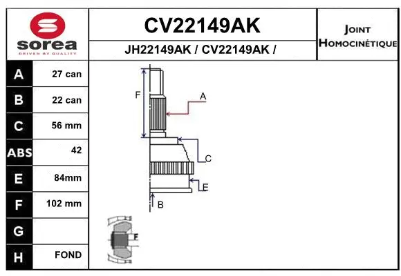Joint Kit, drive shaft (CV22149AK)