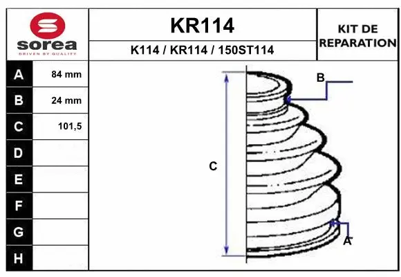 Bellow Kit, drive shaft (KR114)