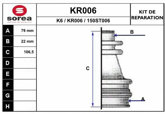 Bellow Kit, drive shaft (KR006)