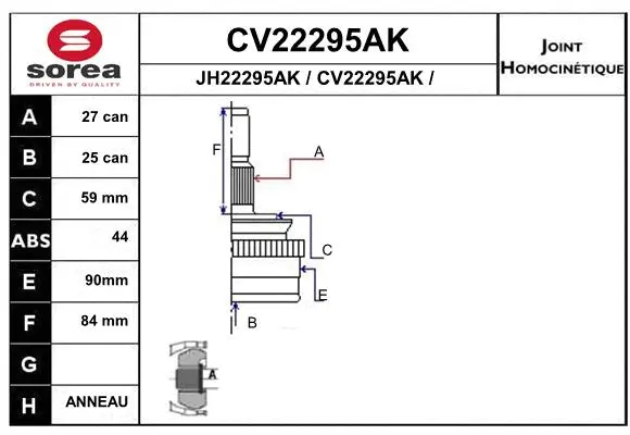 Joint Kit, drive shaft (CV22295AK)