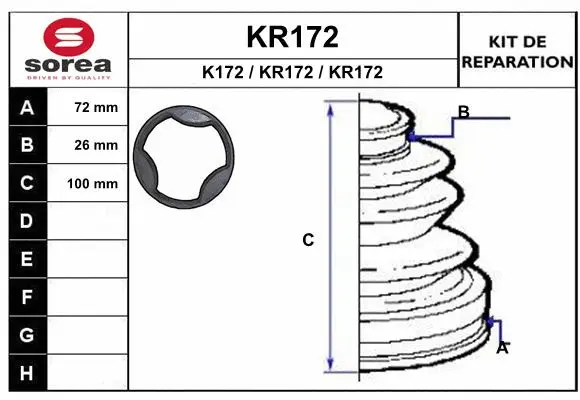 Bellow Kit, drive shaft (KR172)