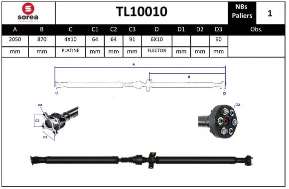 Propshaft, axle drive (TL10010)