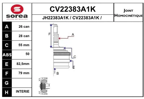 Joint Kit, drive shaft (CV22383A1K)