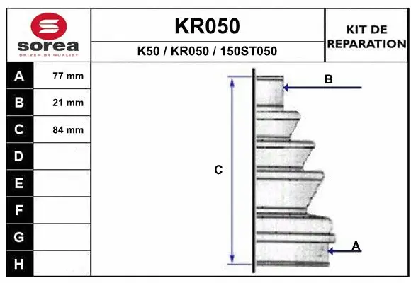 Bellow Kit, drive shaft (KR050)