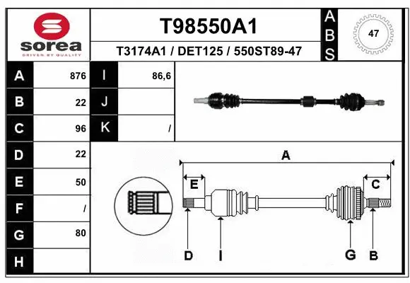 Drive Shaft (T98550A1)