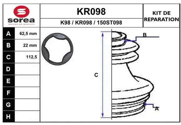 Bellow Kit, drive shaft (KR098)