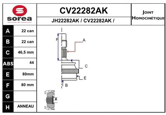 Joint Kit, drive shaft (CV22282AK)