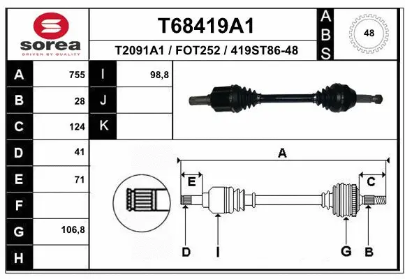 Drive Shaft (T68419A1)