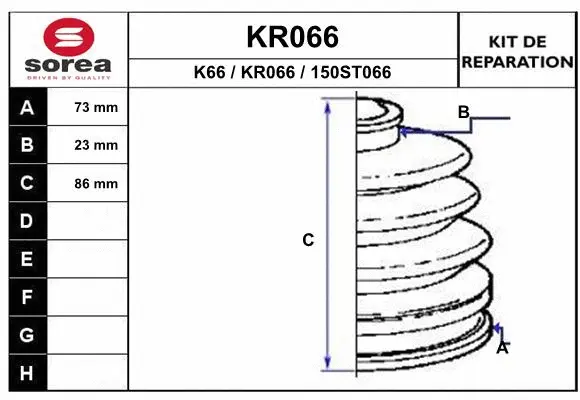 Bellow Kit, drive shaft (KR066)