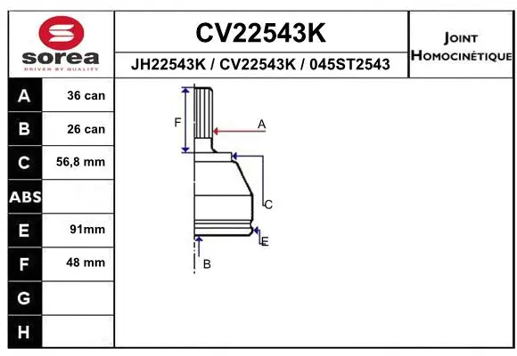Joint Kit, drive shaft (CV22543K)