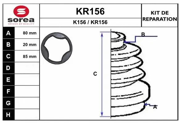 Bellow Kit, drive shaft (KR156)