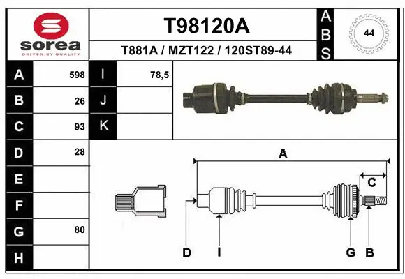 Drive Shaft (T98120A)